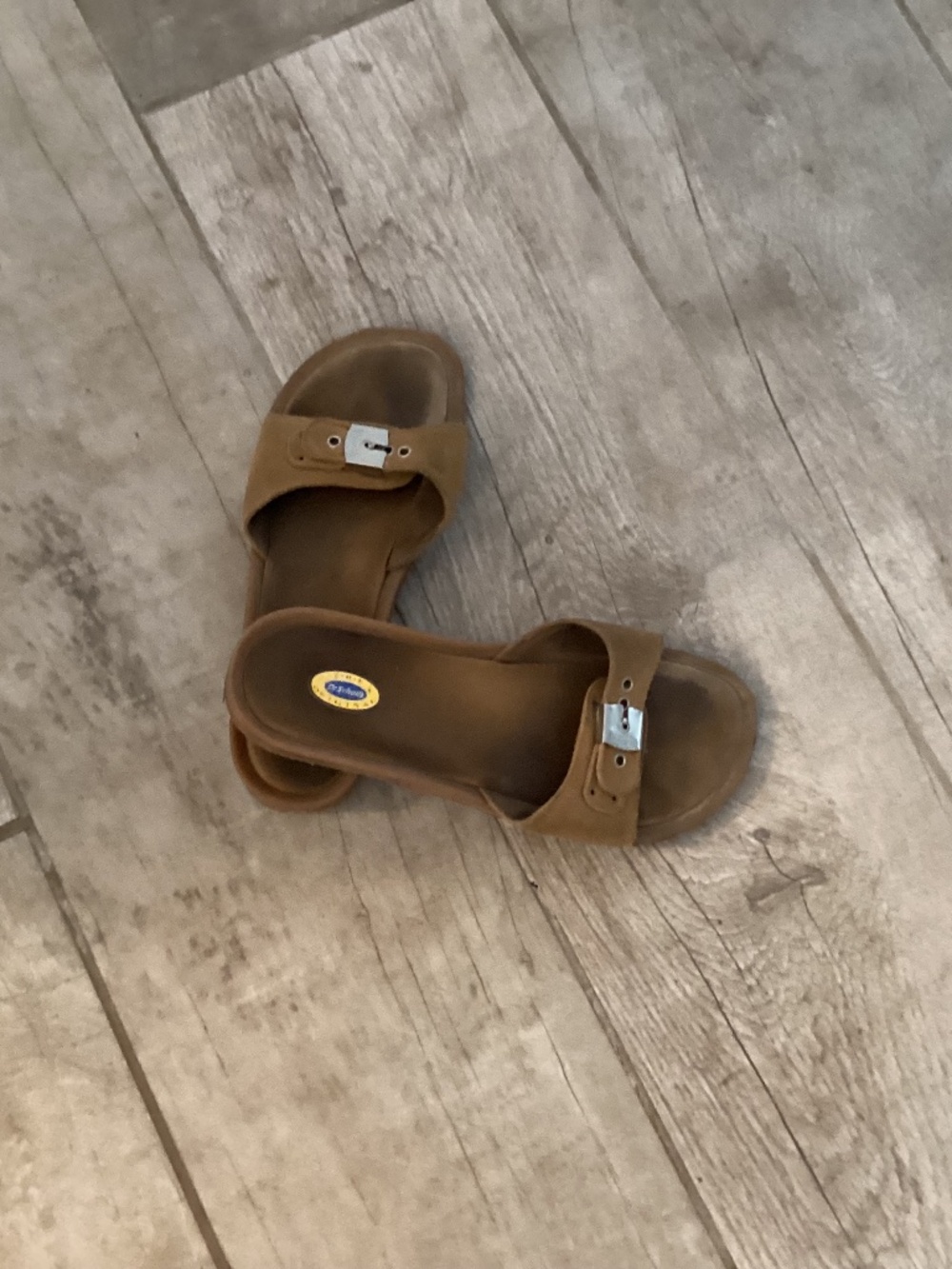 Dr scholls leather buckle sandals tan brown 8